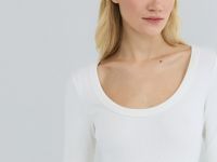 Приталенный лонгслив в рубчик, Бежевый