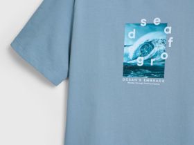 Футболка с морским принтом, Голубой