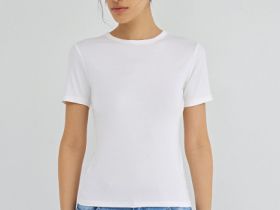 Приталенная футболка в рубчик, Белый