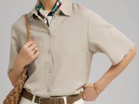 Рубашка прямого кроя из вискозы и льна