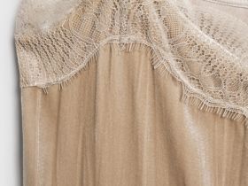 Бархатный топ с кружевом, Бежевый