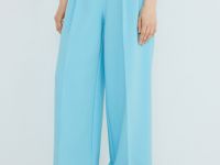 Брюки из поливискозы со складками, Голубой