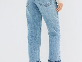 Прямые джинсы с подворотами, Голубой