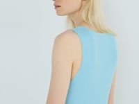 Вязаное платье в рубчик, Голубой