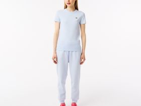 Женская хлопковая футболка Lacoste классического приталенного кроя