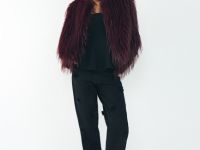 Укороченная шуба из искусственного меха, Фиолетовый