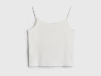 Майка на тонких бретелях в рубчик для девочек, Белый