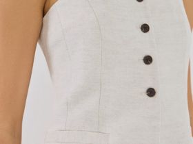 Топ из льняной ткани, Бежевый