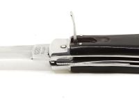 Выкидной многопредметный нож Mikov Predator, сталь 420, рукоять рог буйвола, кожаный чехол