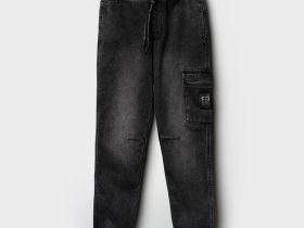 Брюки текстильные джинсовые утепленные флисом для мальчиков