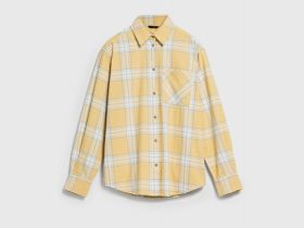 Рубашка в клетку из хлопка, Желтый