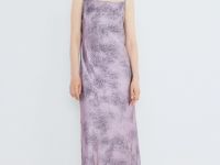 Платье с принтом из жатого сатина, Розовый