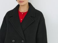 Длинное двубортное пальто, Черный