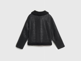 Дублёнка из искусственной кожи с мехом для девочек, Черный