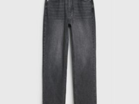 Прямые джинсы с высокой посадкой, Серый