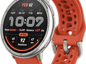 Умные часы Amazfit Active 2R Premium Серебристые, с чёрным и красным ремешком