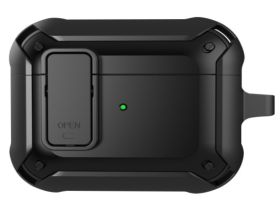 Чехол WiWU Mecha для AirPods Pro противоударный с карабином (черный)