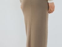 Прямая юбка с эффектом стирки, Бежевый