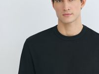 Базовый лонгслив из плотного хлопка, Черный