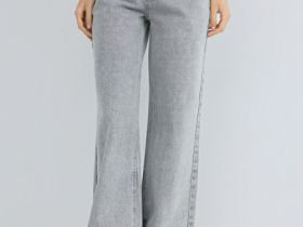 Широкие джинсы с высокой посадкой, Серый