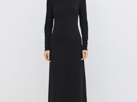 Трикотажное платье с расклёшенной юбкой, Черный