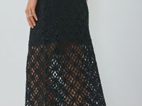 Ажурная юбка макси, Черный