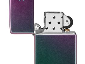 Зажигалка ZIPPO Logo Classic с покрытием Iridescent, латунь/сталь, фиолетовая, матовая, 36x12x56 мм