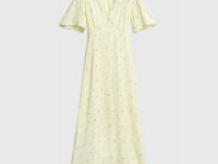 Платье миди с принтом, Желтый