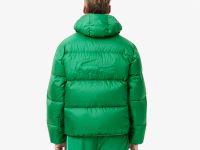 Мужской короткий влагоотталкивающий и ветроустойчивый пуховик Lacoste с капюшоном