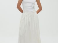 Плиссированная юбка миди на резинке