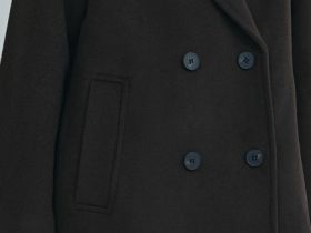 Длинное двубортное пальто из шерсти, Коричневый