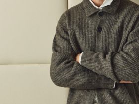 Кардиган с содержанием шерсти, Коричневый