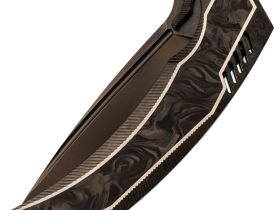 Складной нож TuoTown Tiburon DLC, сталь Tmax, рукоять Black Crystal Ti/Chaotic Black CF