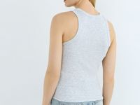 Базовый топ в рубчик, Серый