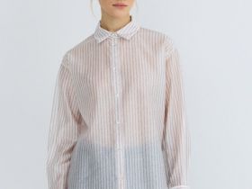 Блузка из лиоцелла в полоску, Белый