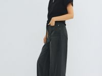 Широкие джинсы с поясом, Серый