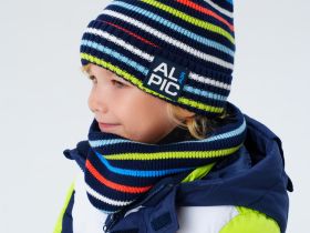 Комплект трикотажный для мальчиков: шапка, снуд