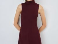 Вязаное платье с воротником-стойкой, Фиолетовый