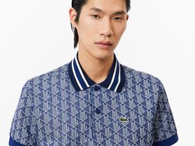 Мужское поло Lacoste классического кроя с монограммой