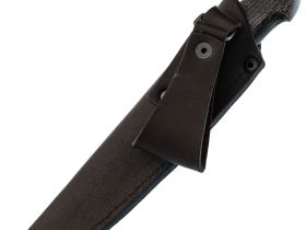 Нож для снятия шкур Кайман, сталь М390, рукоять мельхиор, микарта