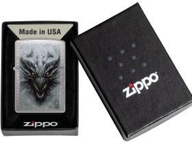 Зажигалка ZIPPO Dragon Design с покрытием Linen Weave, латунь/сталь, серебристая