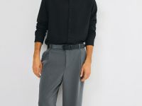 Рубашка из жатой ткани, Черный