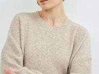 Платье-свитер с содержанием шерсти, Бежевый