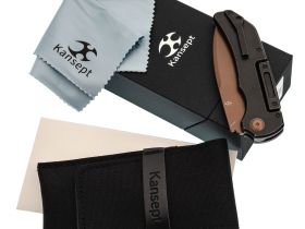 Складной нож Kansept Hazard, сталь S35VN Rose Gold, рукоять титан, коричневый