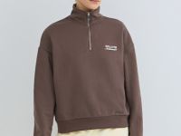 Толстовка с воротником-стойкой на молнии, Коричневый