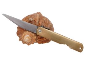 Складной нож Nagao Higonokami Single bevel, 70мм, сталь Aogami, рукоять латунь