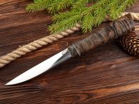 Нож Северный средний, сталь Х12 МФ, рукоять коричневая карельская береза, с откованным долом