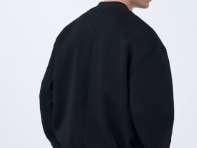 Бомбер на молнии из ткани интерлок, Черный