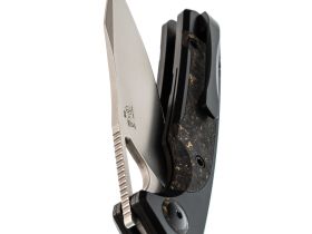 Складной нож Kizer Ara, сталь S45VN, рукоять карбон, черный/золотистый