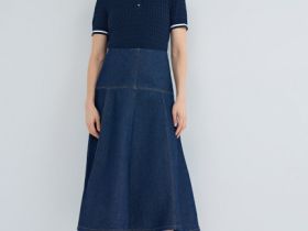 Джемпер поло в рубчик, Синий